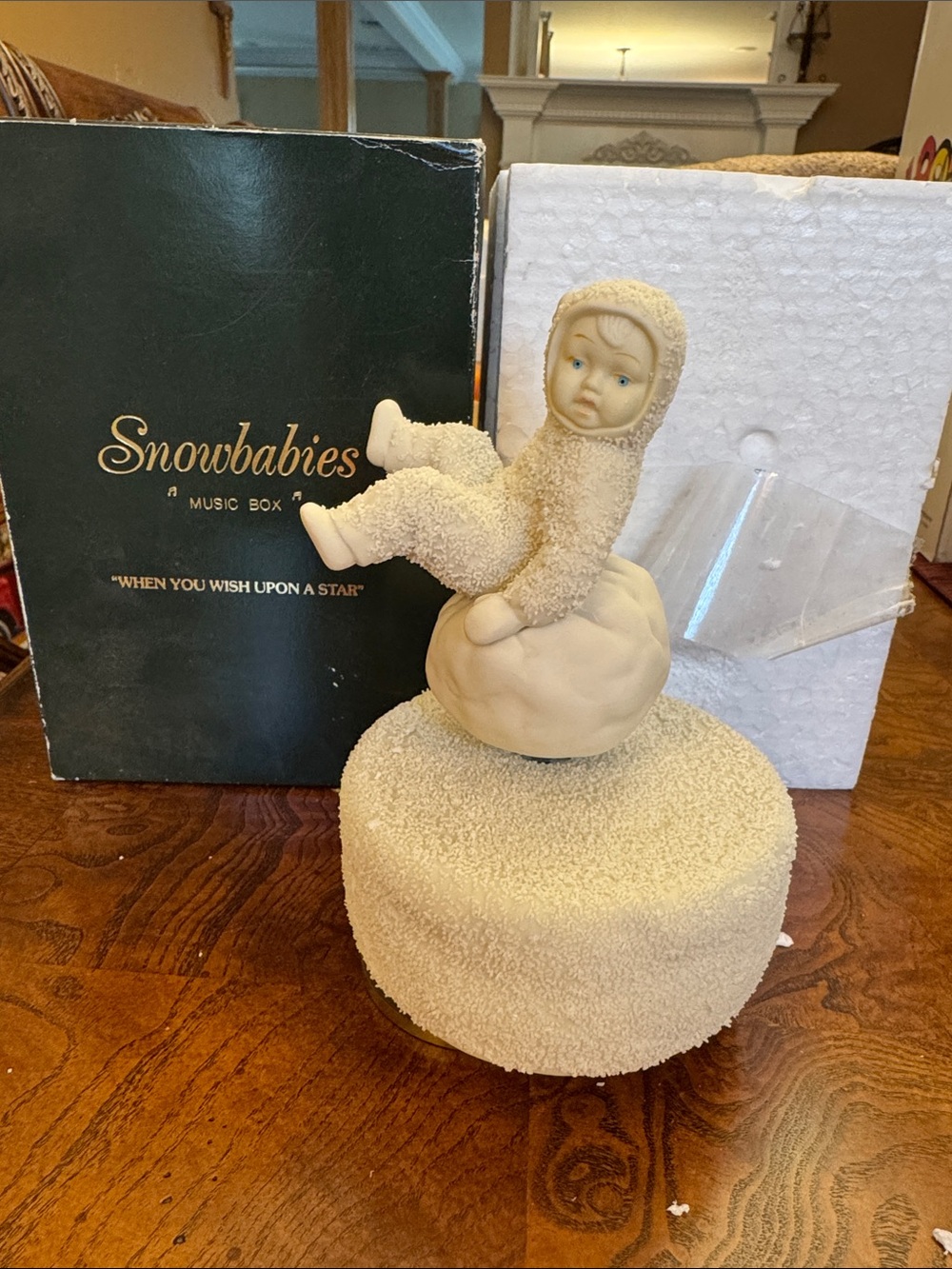 Dept 56 Snowbabies Music Box Don't Fall Off 7972-3 "When You Wish upon a Star"